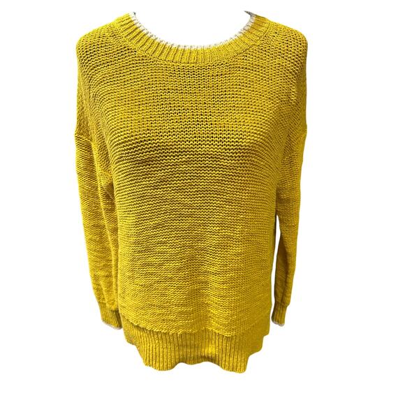 J. Crew Sweaters - J Crew Women’s Sweater Pullover Mustard Yellow Tipped Beach Long sleeve Knit Med